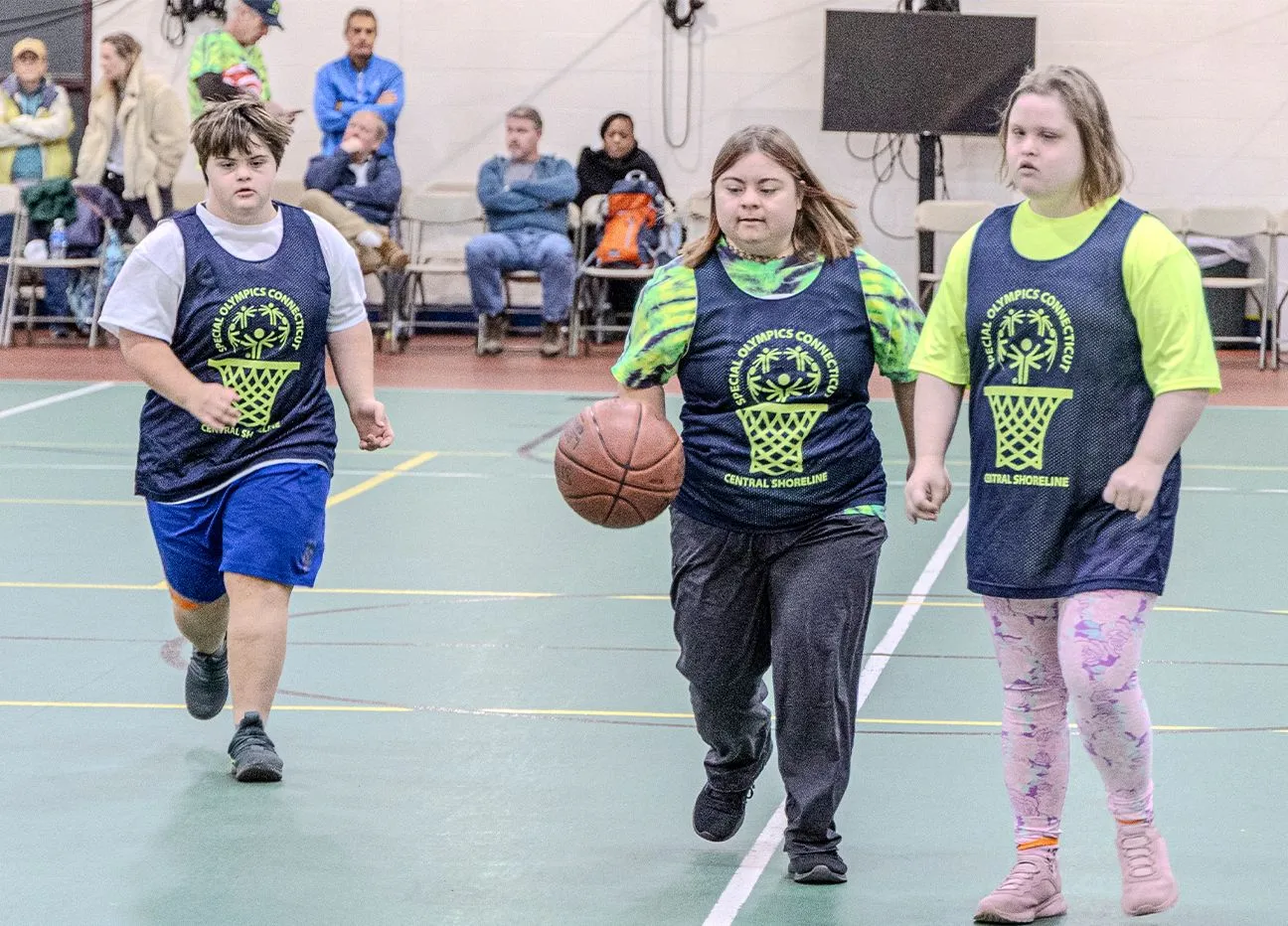 Athletes playing basketball