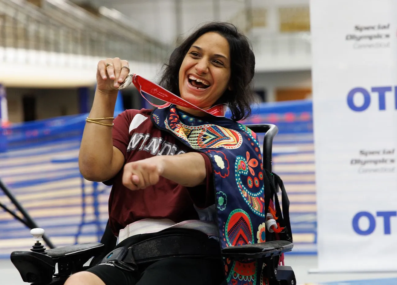 Athlete celebrating medal win