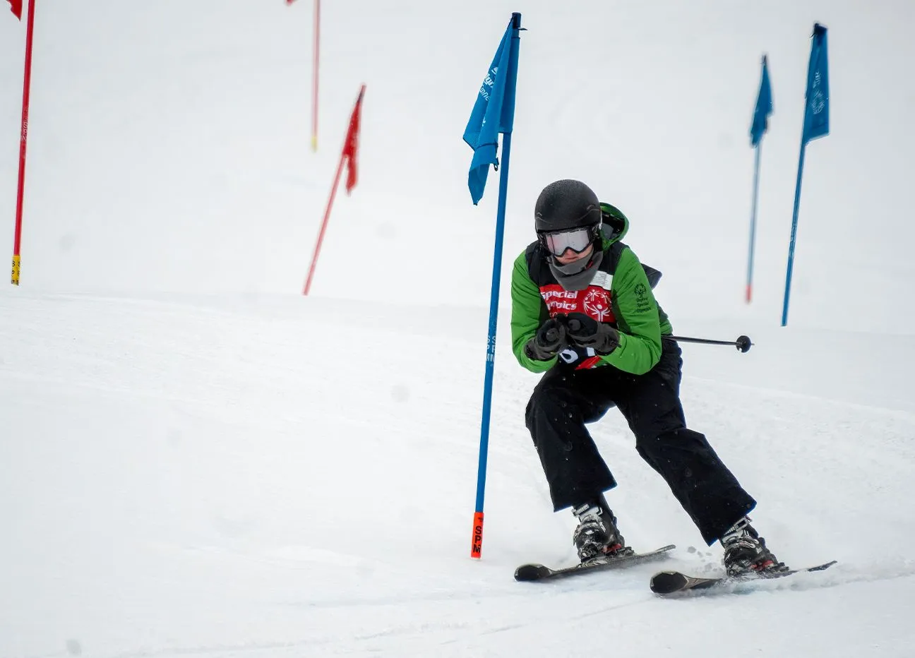 Athlete skiing
