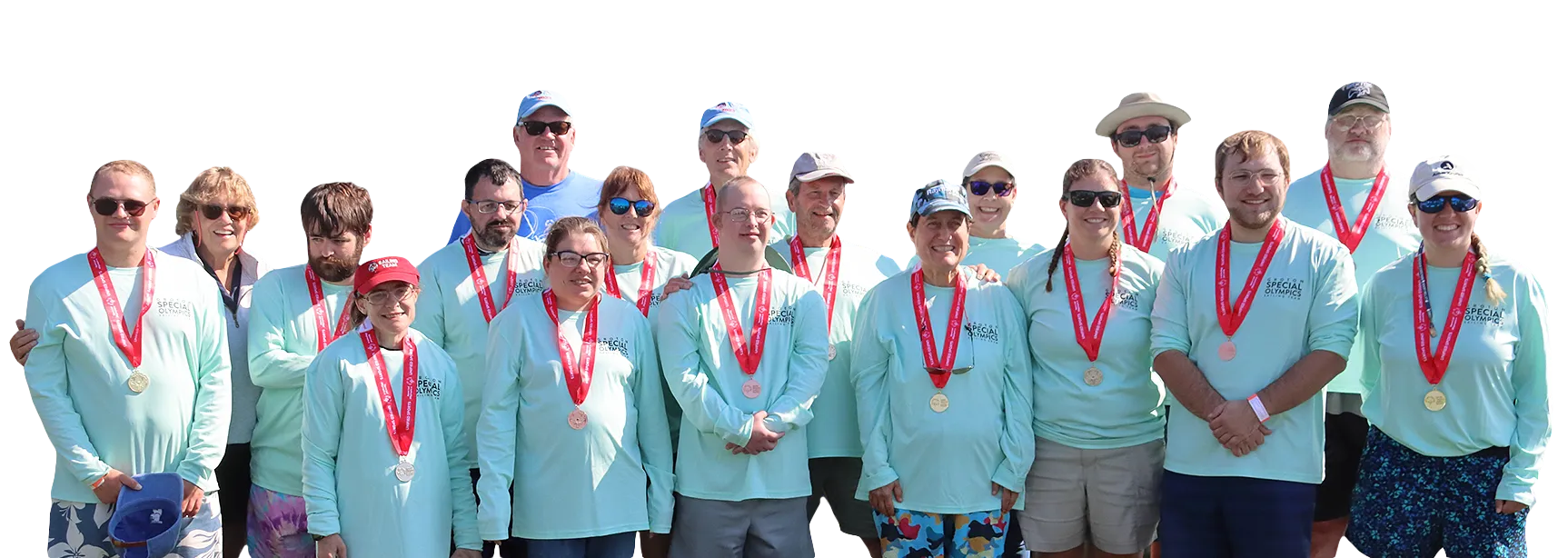 Athletes wearing medals